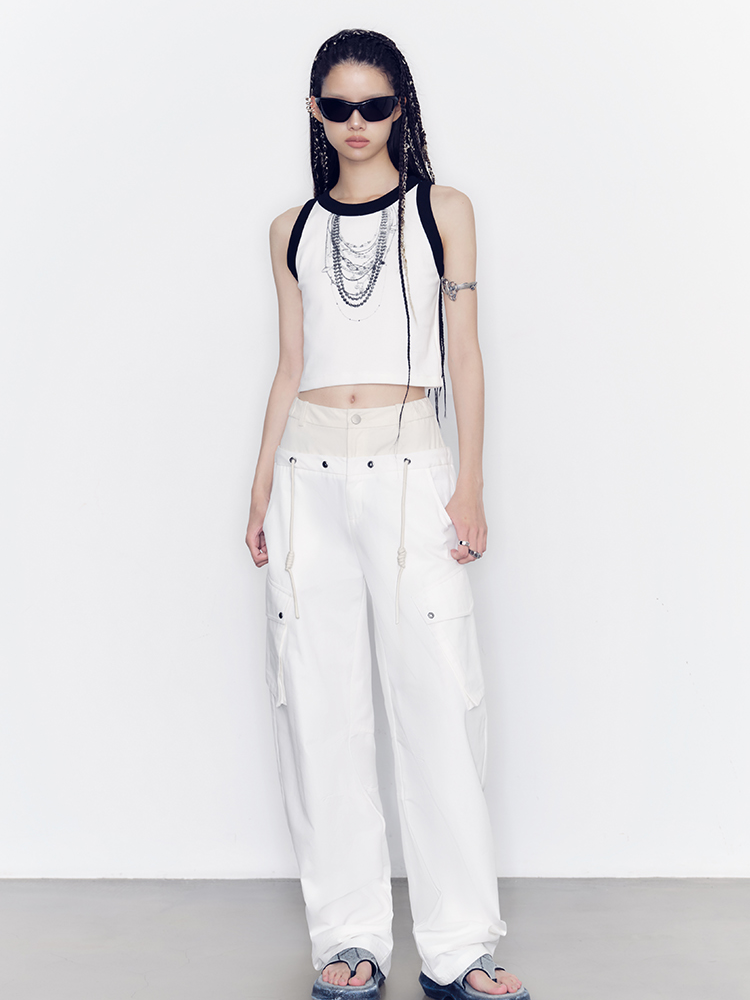 Casual Monoton Cropped Tank-Top