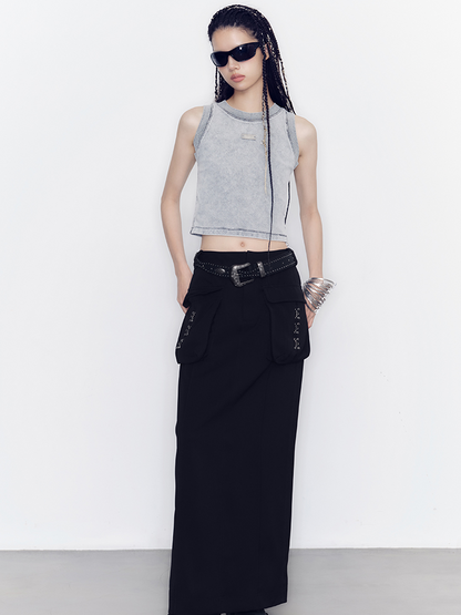 Casual Monoton Cropped Tank-Top