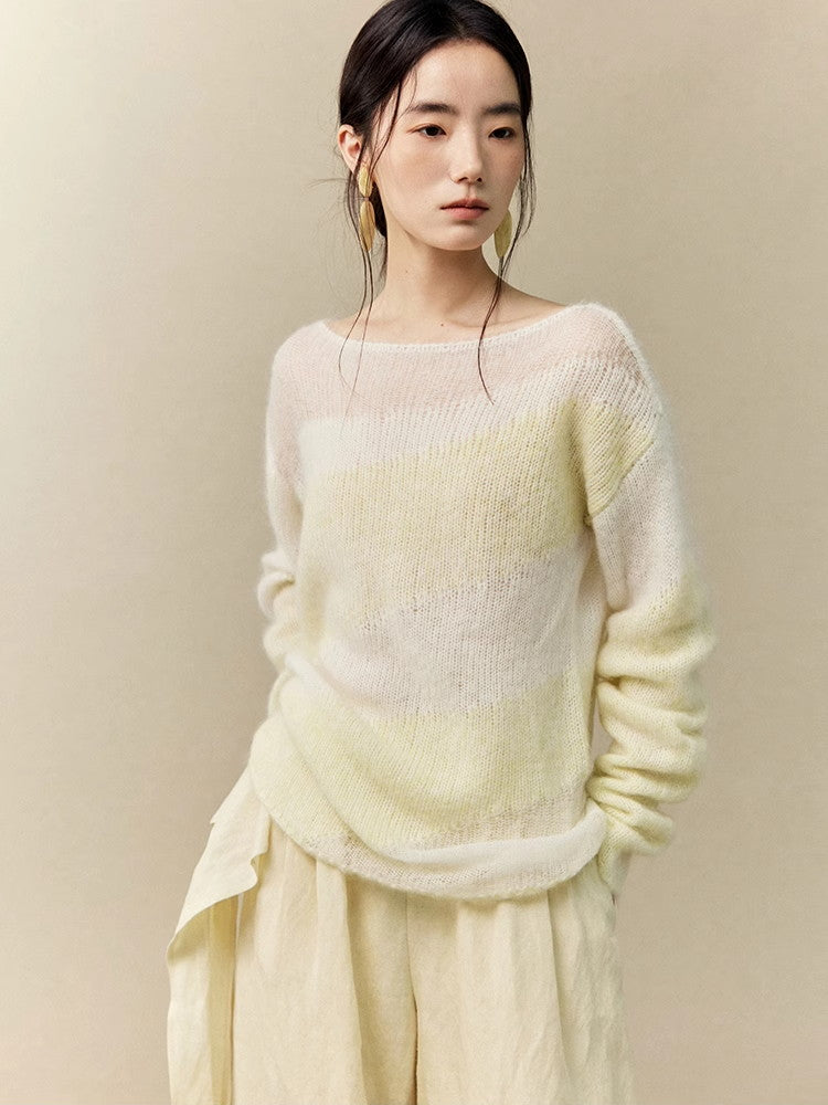 Pale Sheer Mesh Oversize Loose Classy Knit