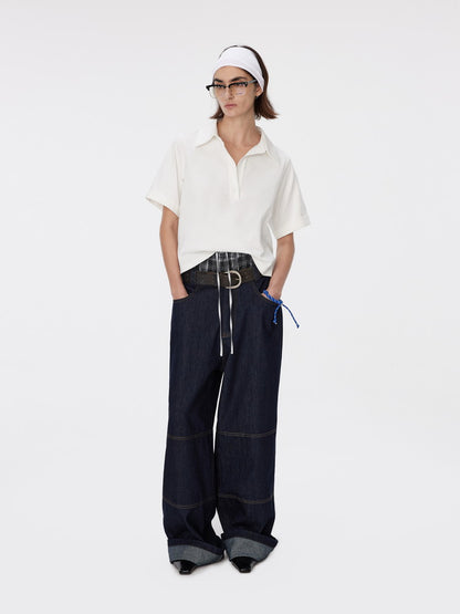 Denim Straight Casual High-Waist Pants