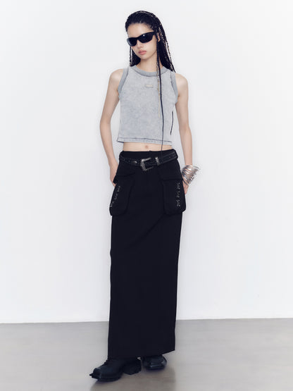 Casual Monotone Cropped Tank-Top