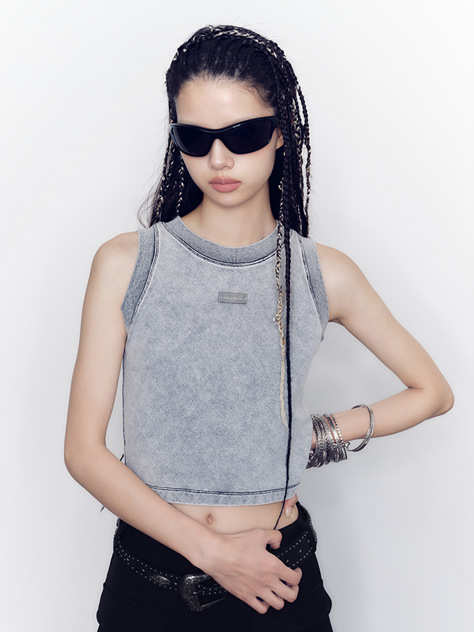 Casual Monoton Cropped Tank-Top