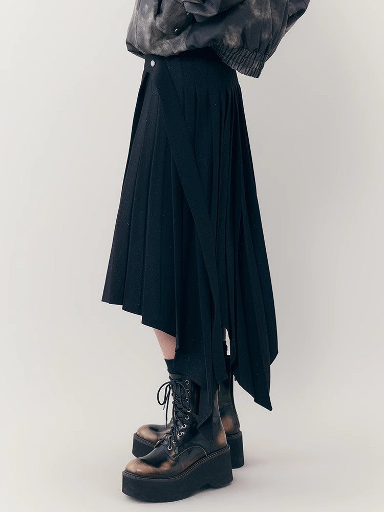 Asymmetry Long Plain Hem Long-Skirt