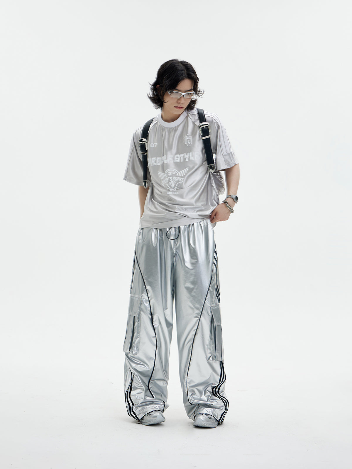 Unisex Glossy Oversize Metallic T-Shirt