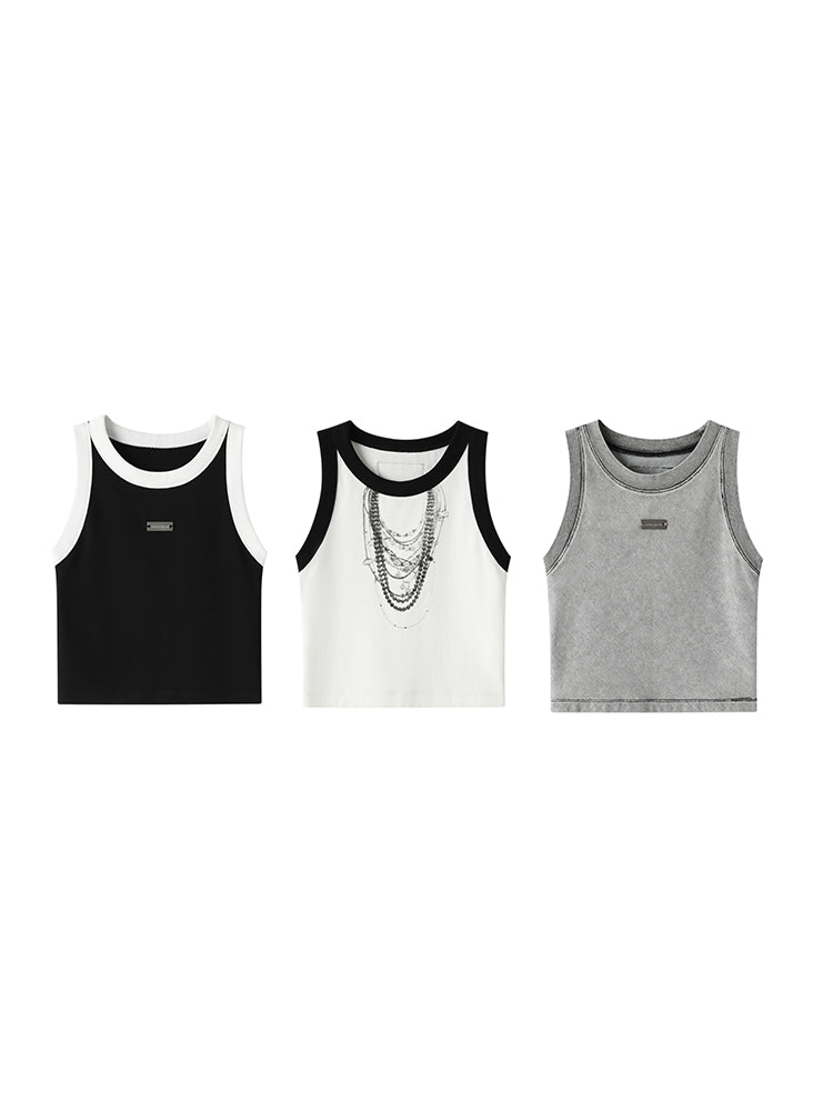 Casual Monoton Cropped Tank-Top