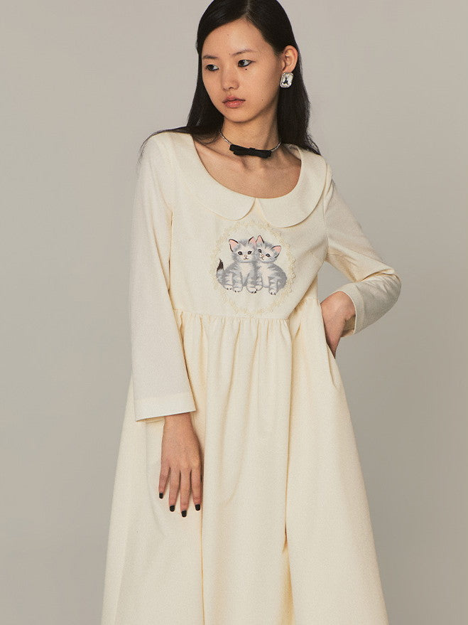 Chic Cat Fancy Loose Long Plain One-Piece