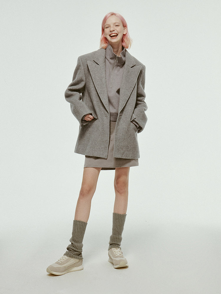 Oversize Plain Wool Loose Jacket