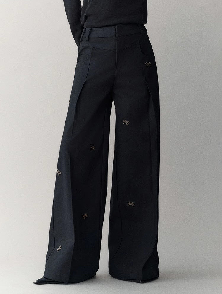 Ribbon Charmy Metal Nichi Wide-Leg Pants