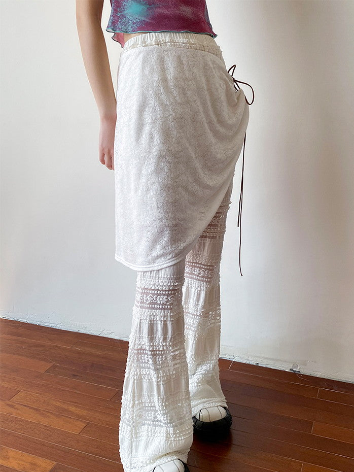 Scarf Flare Refreshing Casual Sheer Lace-Pants