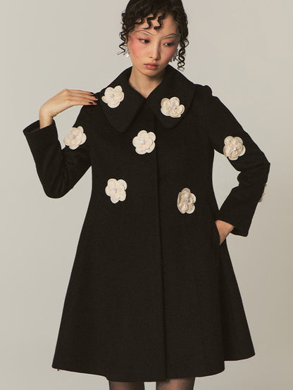 Flower-Motif Girly Nichi Retro 3D Cute Coat