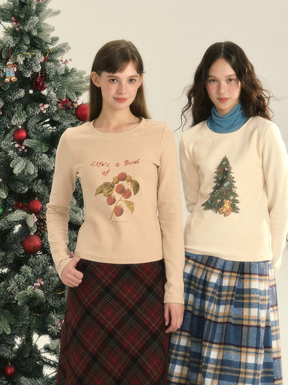 Slim Winter Christmas Round-Neck Simple Cutsew