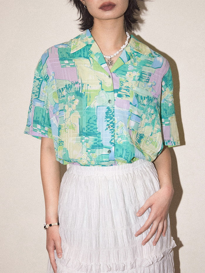 Refreshing Oversize Handwrite Flower Shirt