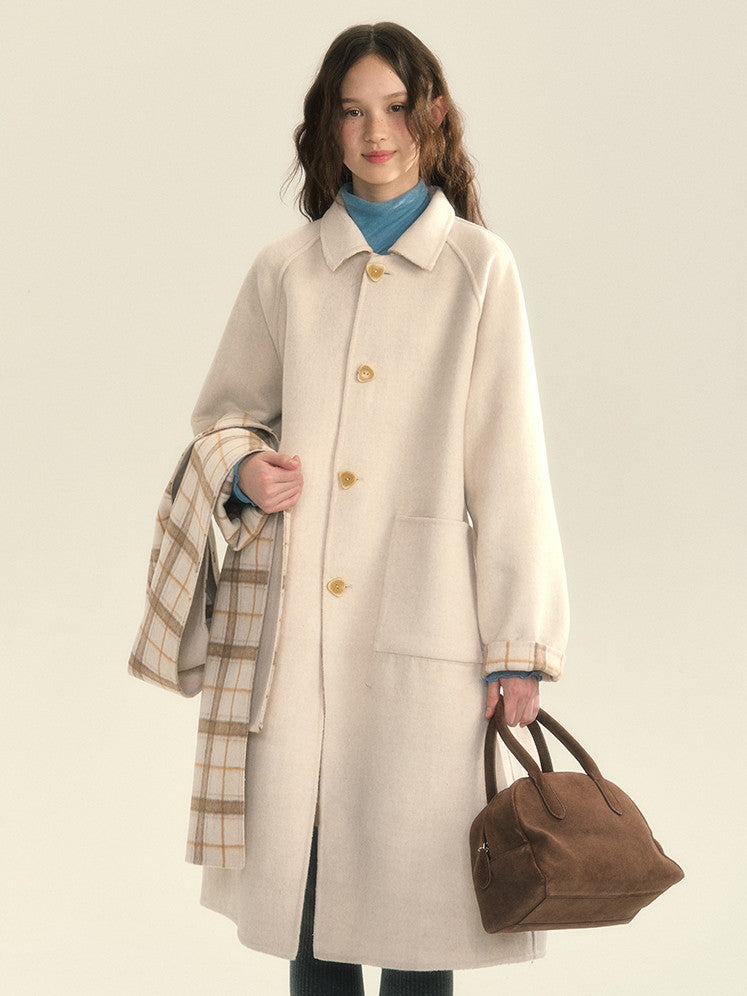 Schalldämpfer reversibler schlichter Retro Long Woll Stenkler-Coat