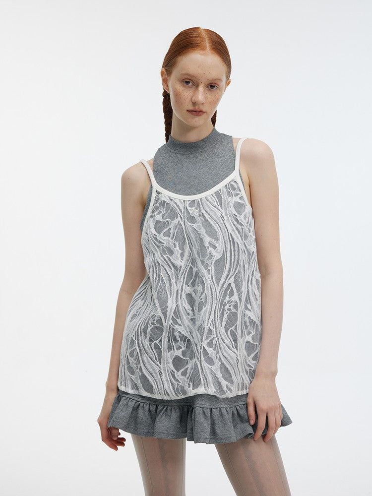 American-Sleeve Lace Layered Sweat Short Dress – ARCANA ARCHIVE
