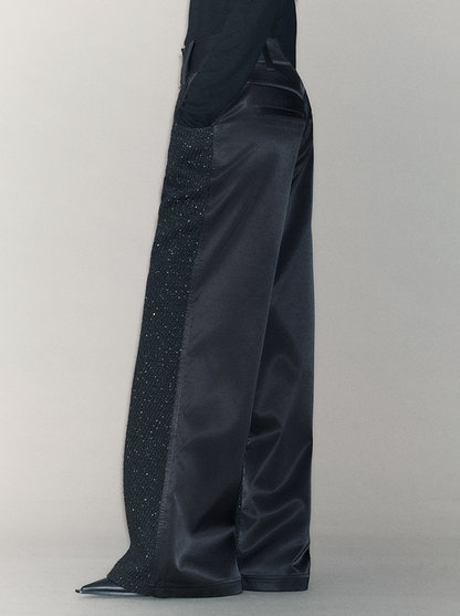 Sparkly Half-Design Nichi Loose Nichi Wide-Pants