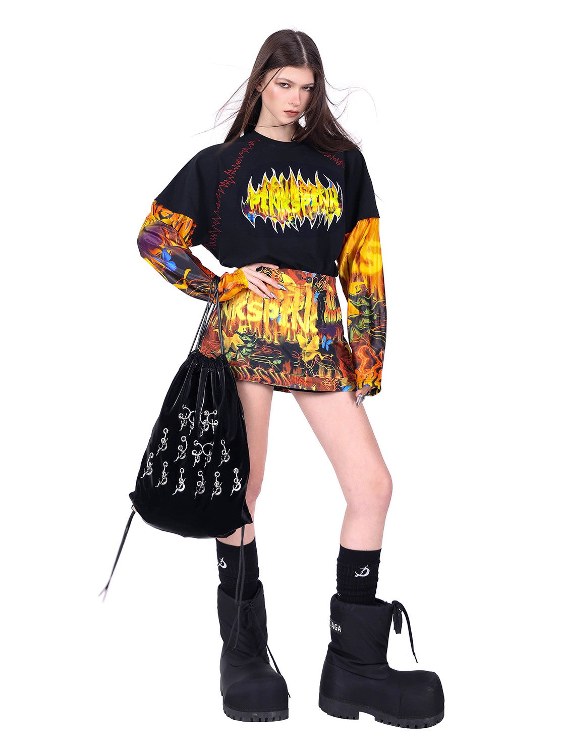 2Way Drawstring Fire Nichi Flashy Skirt