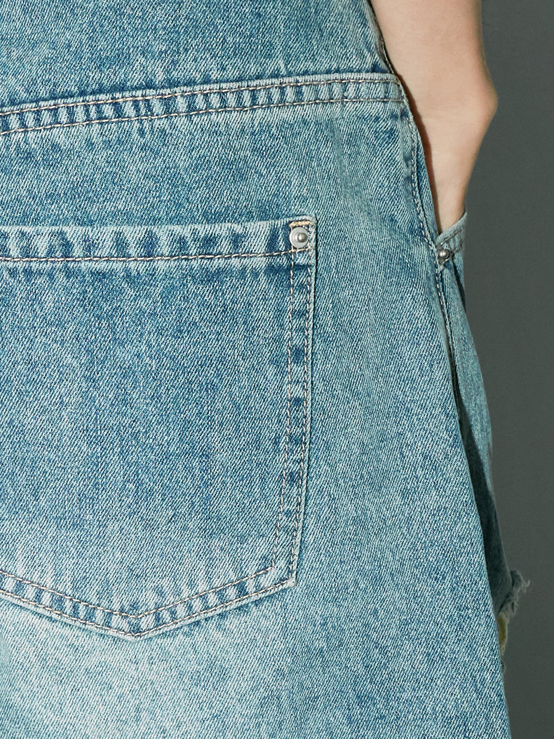 Dommage de denim Half-Pantals décontracté