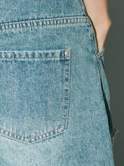 Denim Damage Casual Half-Pants