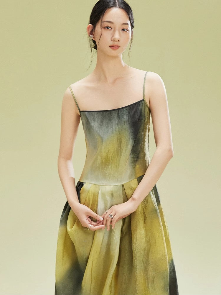 Tie-Dye Asymemtry Gradation Camisole Dress