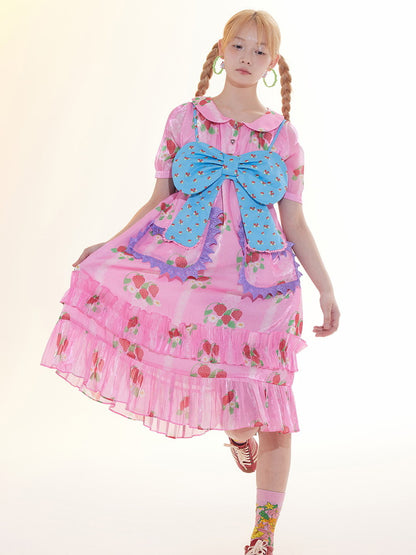 Strawberry Frill Girly Lace Long Vivid Fancy Dress