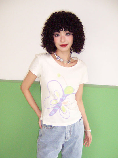 Butterfly Simple Casual Retro Cutsew