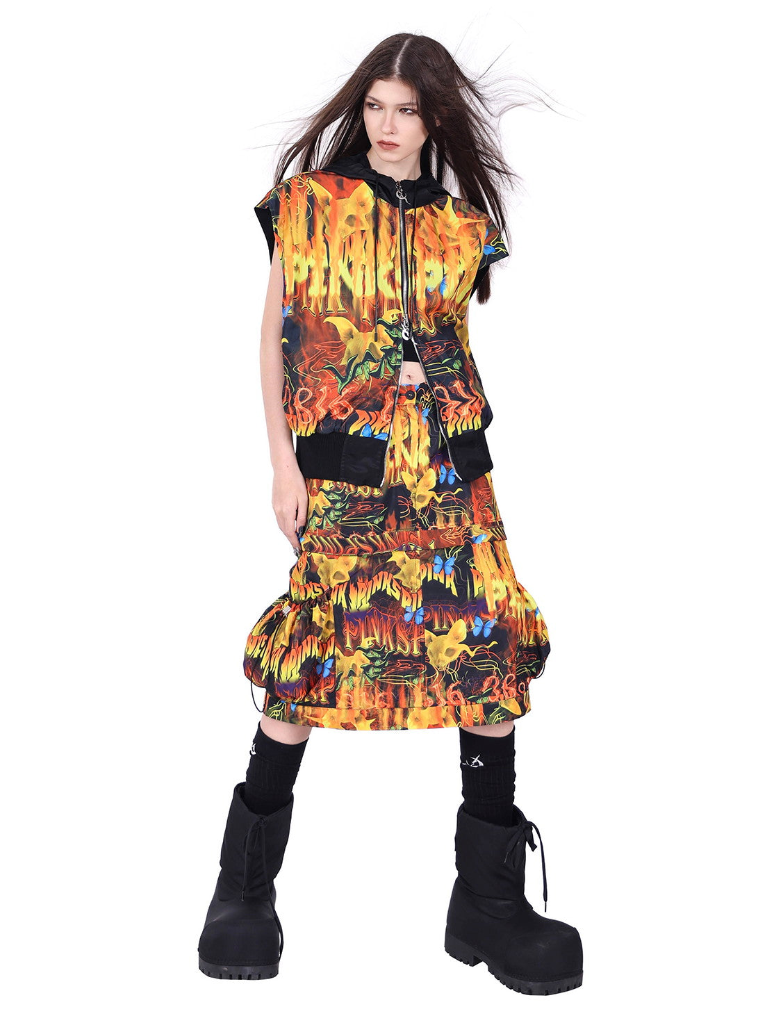 2Way Drawstring Fire Nichi Flashy Skirt