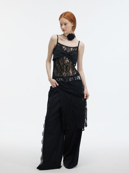 Lace Plain Cool Loose Wide-Pants