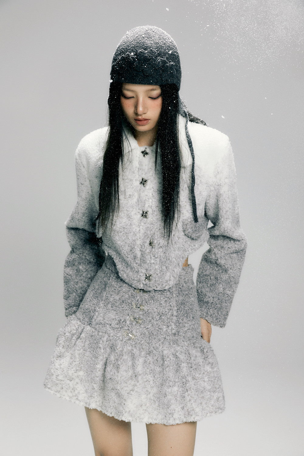 Boa Gradation Chic Unique Set-Up Winter Nichi-Tops&amp;Mini-Skirt