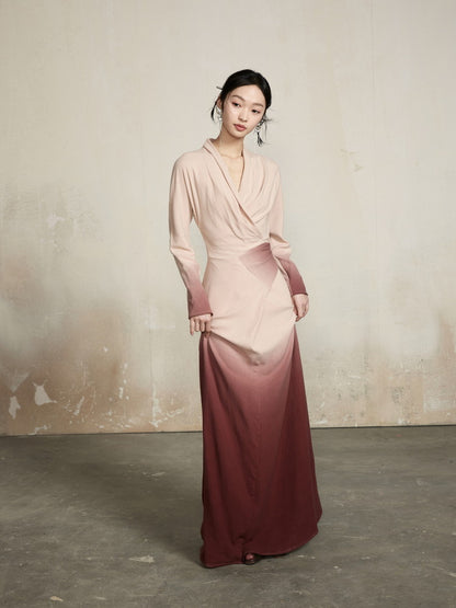 Cache-Coeur Gradation Long Wrap Dress