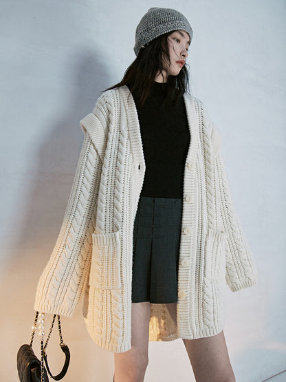 Low-Gauge Loose Fish-Tail Retro Long-Cardigan