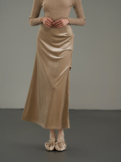 Velvet Drape Flare Chic Long-Skirt