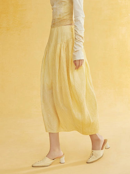 Wrinkled Fluffily Retro Tiered Long-Skirt