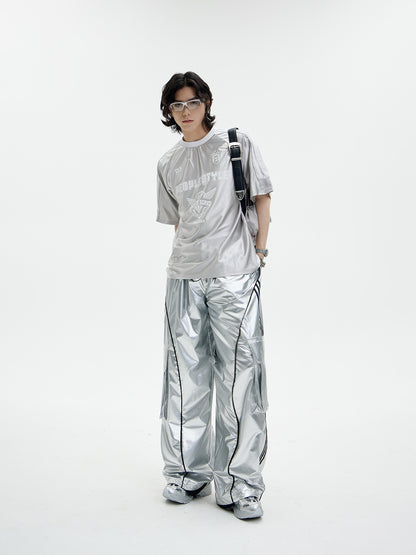 Unisex Glossy Oversize Metallic T-Shirt