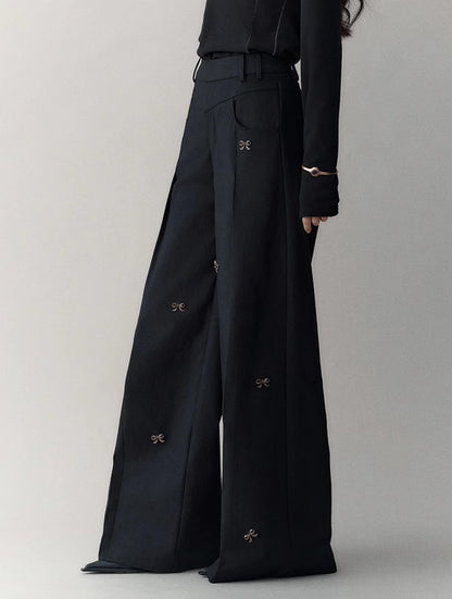 Ribbon Charmy Metal Nichi Wide-Leg Pants