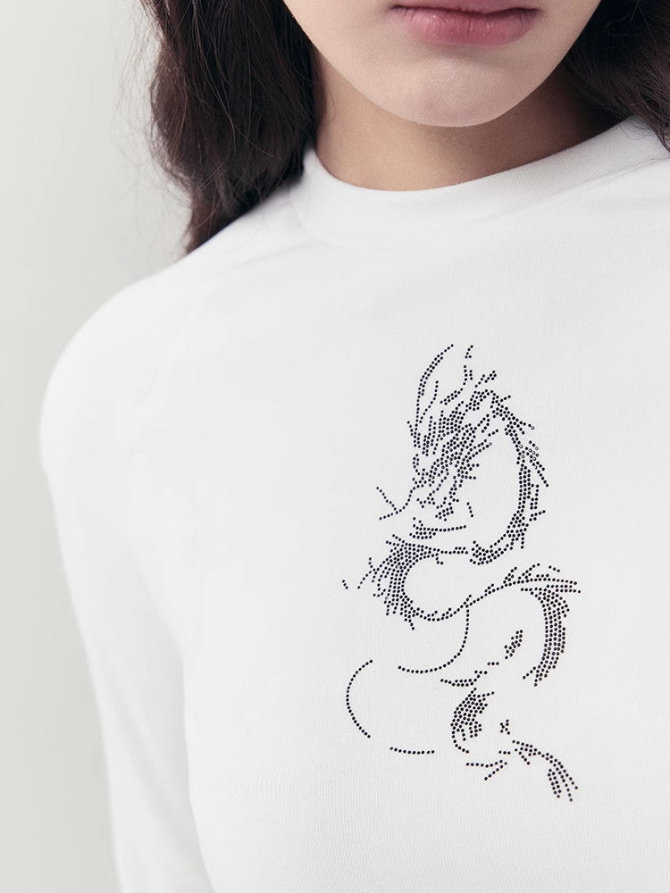 Dragon Watercolor Crew-Neck Simple Slim Knit