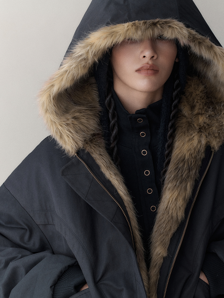 Reversible Luxus flauschig Hoodie High-End Fur-Jacket