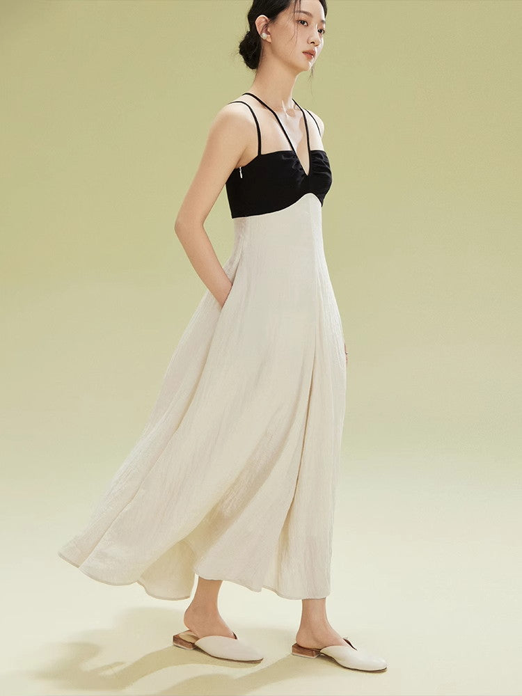 Nichi Flare Camisole Crumply Wrinkled Sexy Long Dress