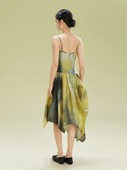 Tie-Dye Asymemtry Gradation Camisole Dress