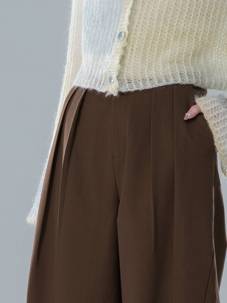 Casual Straight Simple High-Waist Wide-Pants