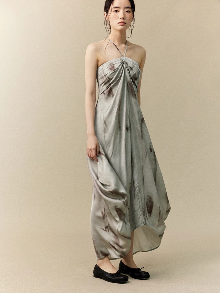 Long Back-Cross Tie-Dye Camisole Classy Dress