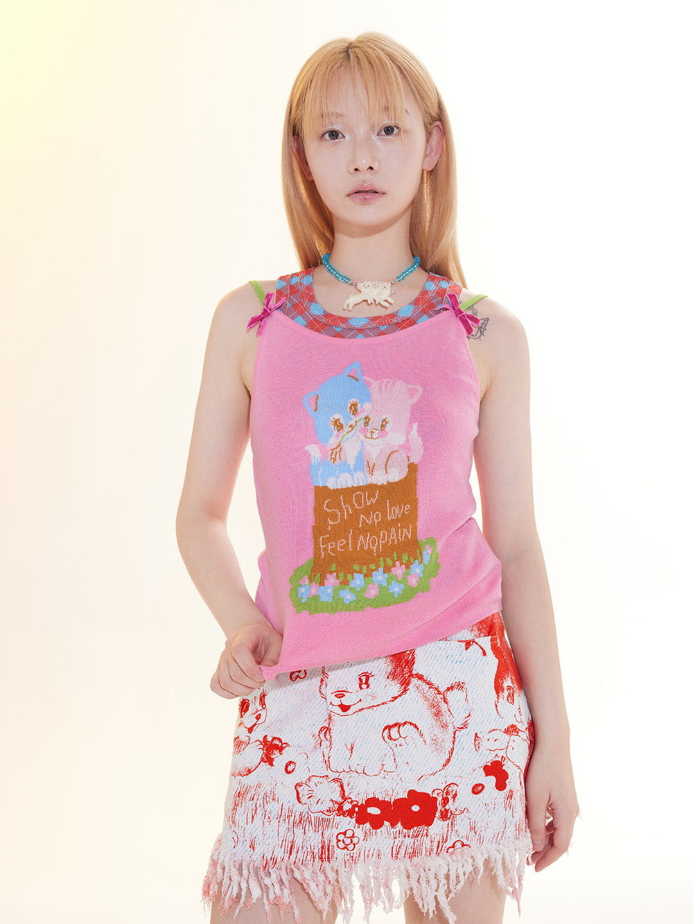 Cat Stretch Colorful Fancy Knit Camisole