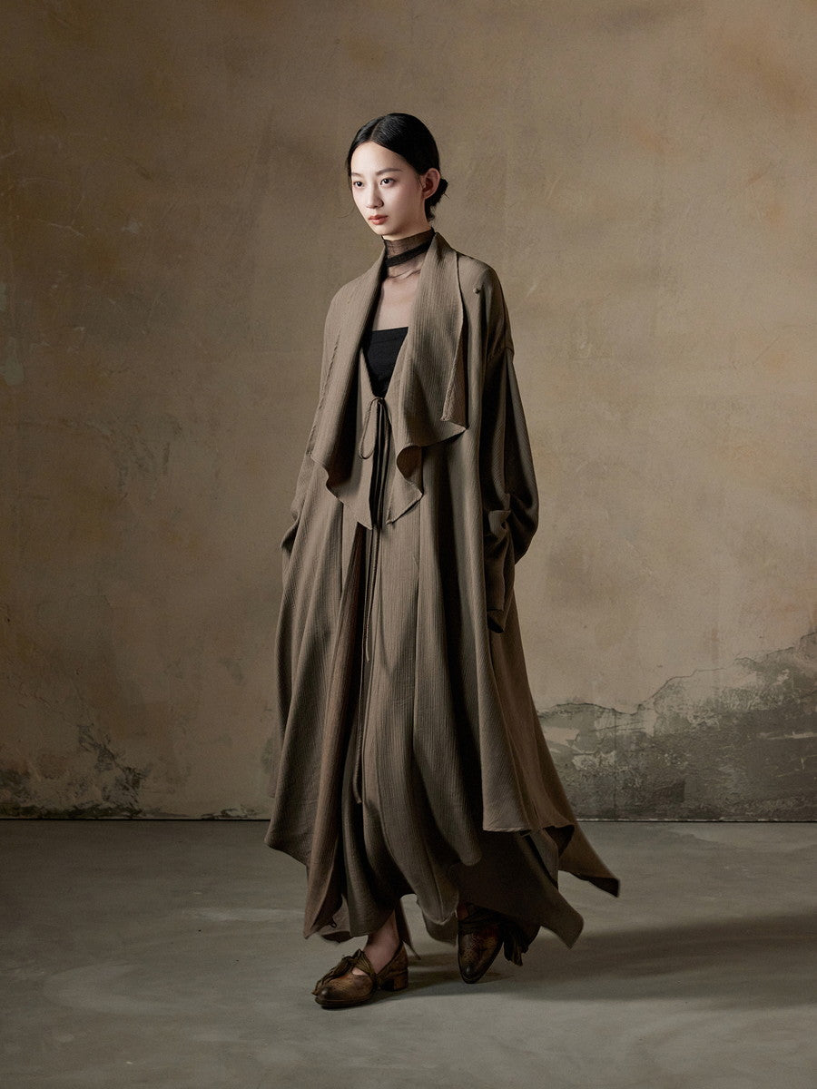 Ovresize Big-Collar Nichi Plain Long-Coat