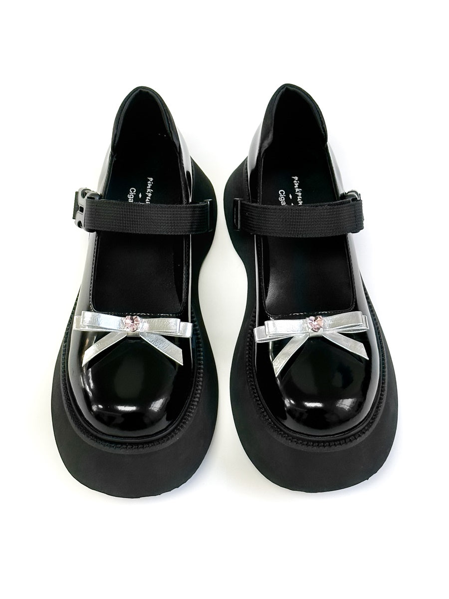 Ribbon Emaille Plattform Loafer