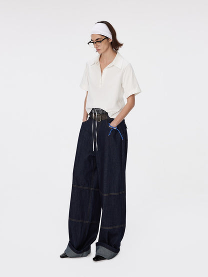 Denim Straight Casual High-Waist Pants