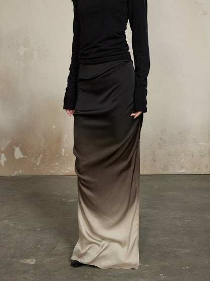 Gradation Classy Slim Drape Deep-Slit Elegant Tops&amp;Long-Skirt