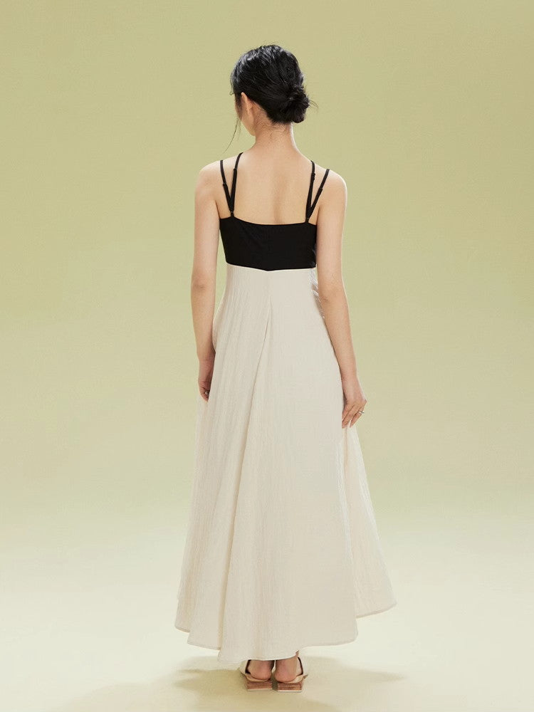 Nichi Flare Camisole Crumply Wrinkled Sexy Long Dress