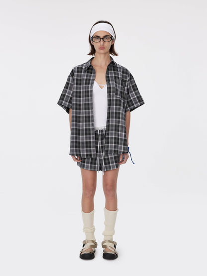 Checked Drawstring Casual Relax Short-Pants