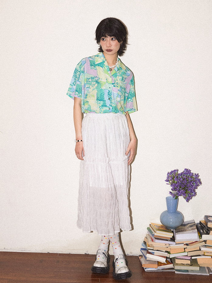 Refreshing Oversize Handwrite Flower Shirt