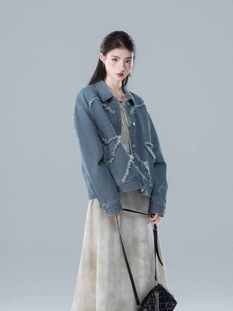 Denim Tassel Oversize Loose Casual Jakcet