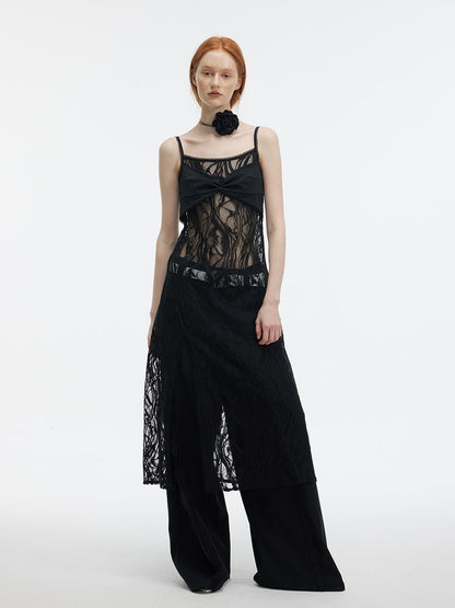 Lace Plain Cool Loose Wide-Pants